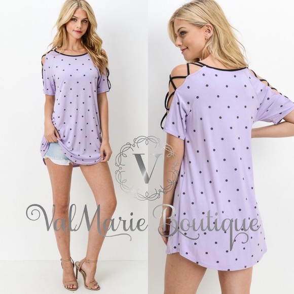 LAST 1! Lavender polka dot top - Picture 3 of 3